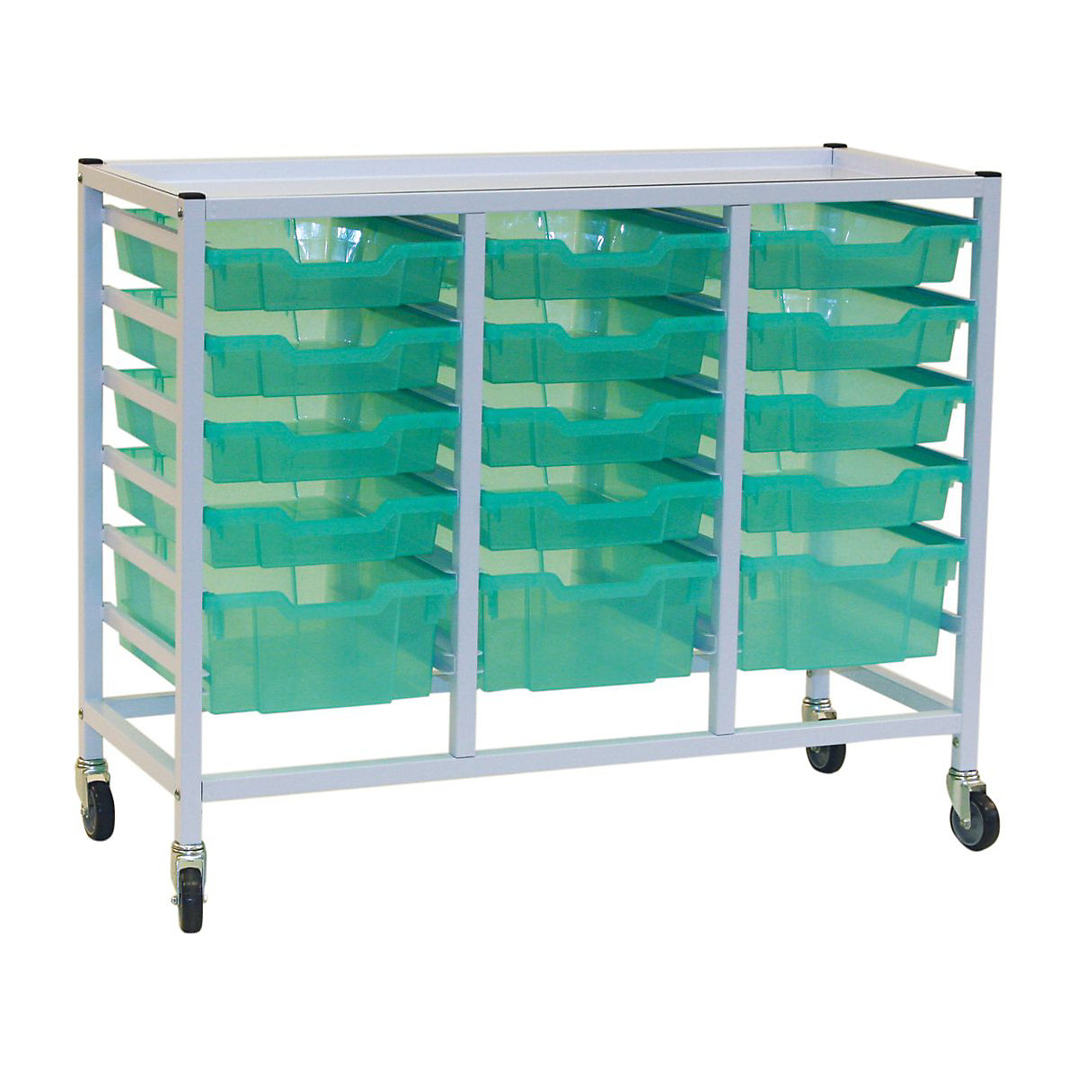 Compact Triple Column Trolleys With 12 Shallow & 3 Deep Trays