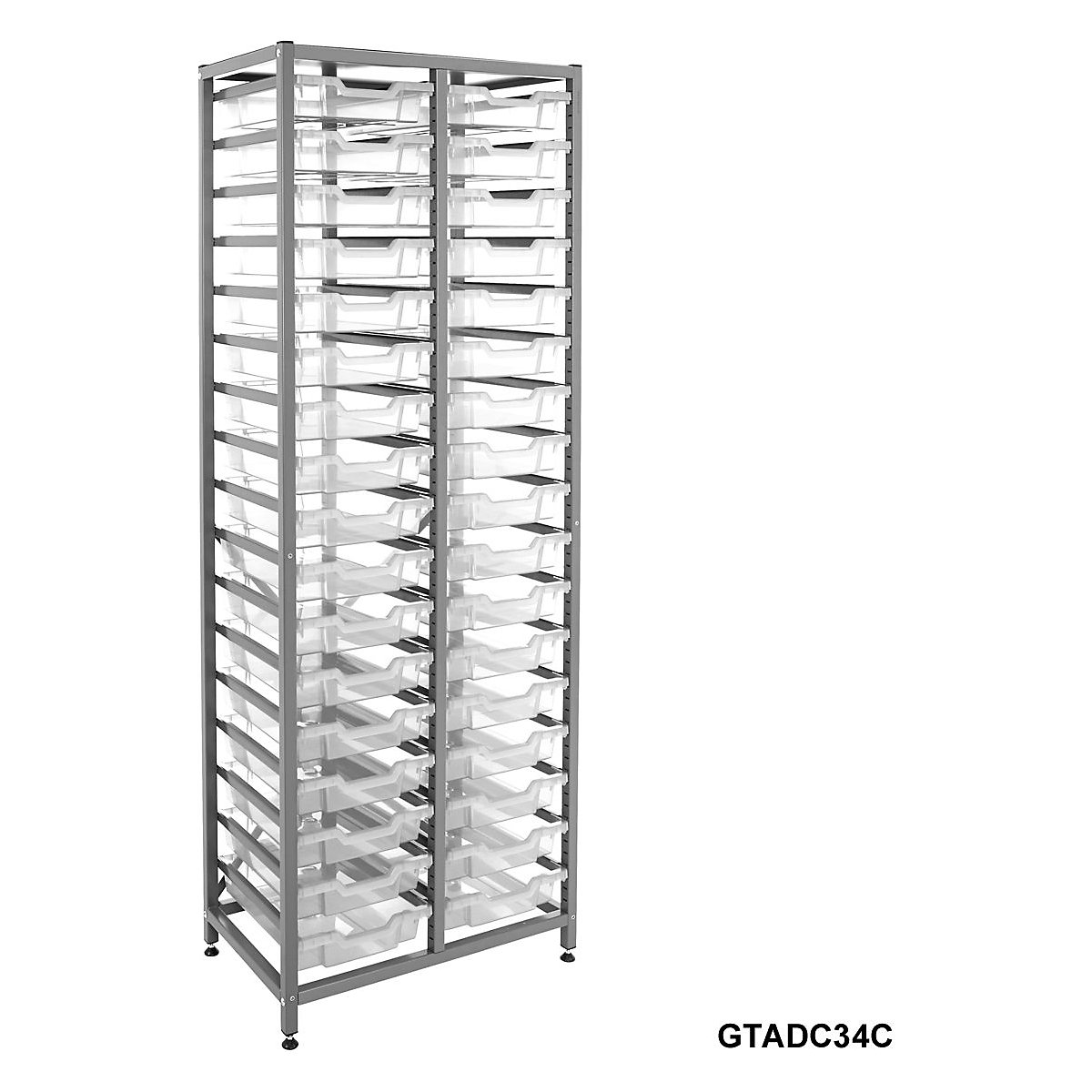 Gratnells Double Column Storage Units With 34 Shallow Trays, Gratnells Double Column Storage Units With 34 Shallow Trays, Gratnells Double Column Storage Unit With 34 Clear Shallow Trays 1850h x 710w x 420d mm-5