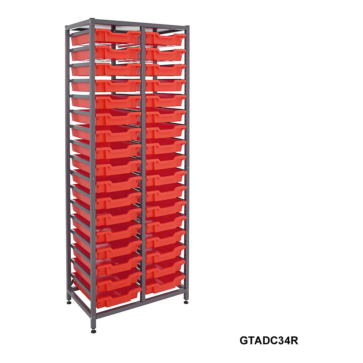 Gratnells Double Column Storage Units With 34 Shallow Trays, Gratnells Double Column Storage Units With 34 Shallow Trays, Gratnells Double Column Storage Unit With 34 Red Shallow Trays 1850h x 710w x 420d mm-11