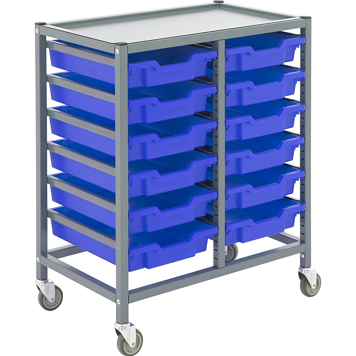 Gratnells Double Column Trolleys with 12 Shallow Trays