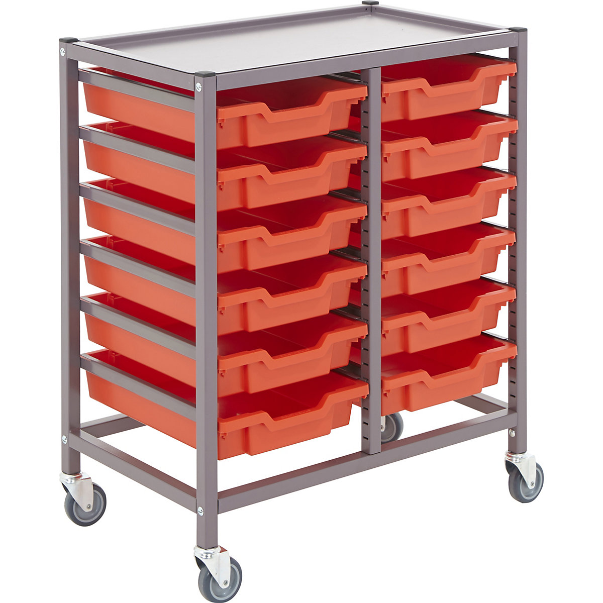 Gratnells Double Column Trolleys with 12 Shallow Trays