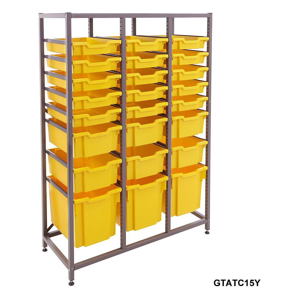 Gratnells Triple Column Storage Units With 15 Shallow 6 Deep & 3 Jumbo Trays, Gratnells Triple Column Storage Units With 15 Shallow 6 Deep & 3 Jumbo Trays, Gratnells Triple Column Storage Unit With 15 Shallow 6 Deep 3 Jumbo Yellow Trays 1500h x 1055w x 420d mm-13