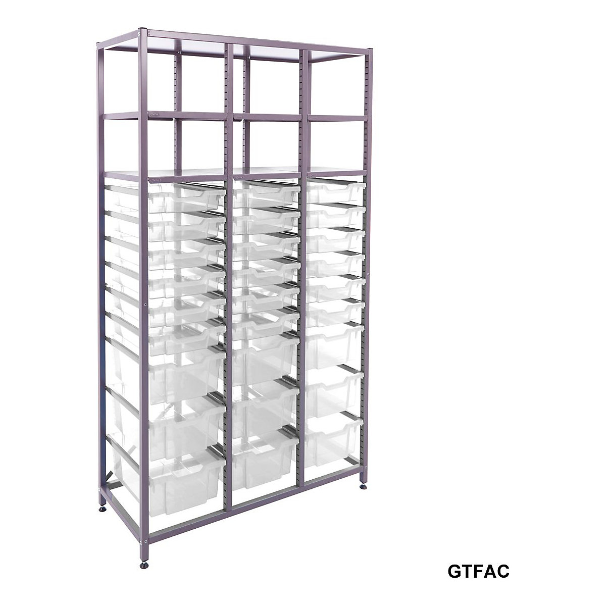 Gratnells Triple Column Storage Units With 18 Shallow And 9 Deep Trays, Gratnells Triple Column Storage Units With 18 Shallow And 9 Deep Trays, Gratnells Triple Column Storage Unit With 18 Shallow And 9 Deep Clear Trays 1850h X 1055w X 420d Mm-13
