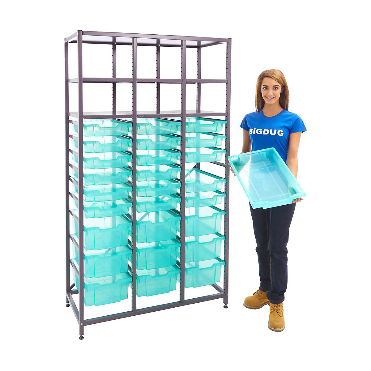 Gratnells Triple Column Storage Units With 18 Shallow And 9 Deep Trays