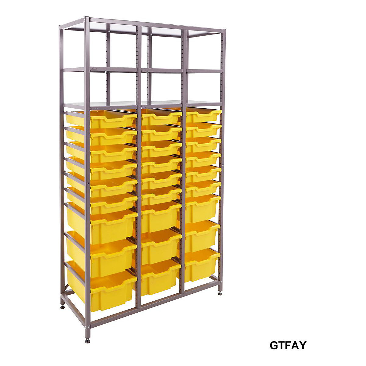 Gratnells Triple Column Storage Units With 18 Shallow And 9 Deep Trays, Gratnells Triple Column Storage Units With 18 Shallow And 9 Deep Trays, Gratnells Triple Column Storage Unit With 18 Shallow And 9 Deep Yellow Trays 1850h X 1055w X 420d Mm-8