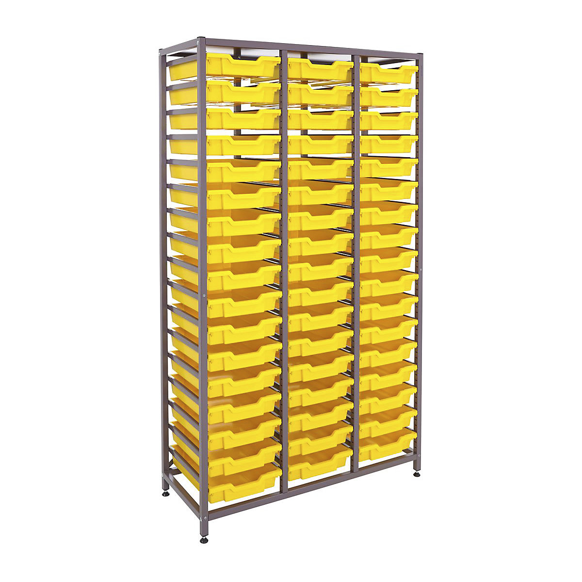 Gratnells Triple Column Storage Units With 51 Shallow Trays, Gratnells Triple Column Storage Units With 51 Shallow Trays, Gratnells Triple Column Storage Unit With 51 Yellow Shallow Trays 1850h x 1055w x 420d mm-12