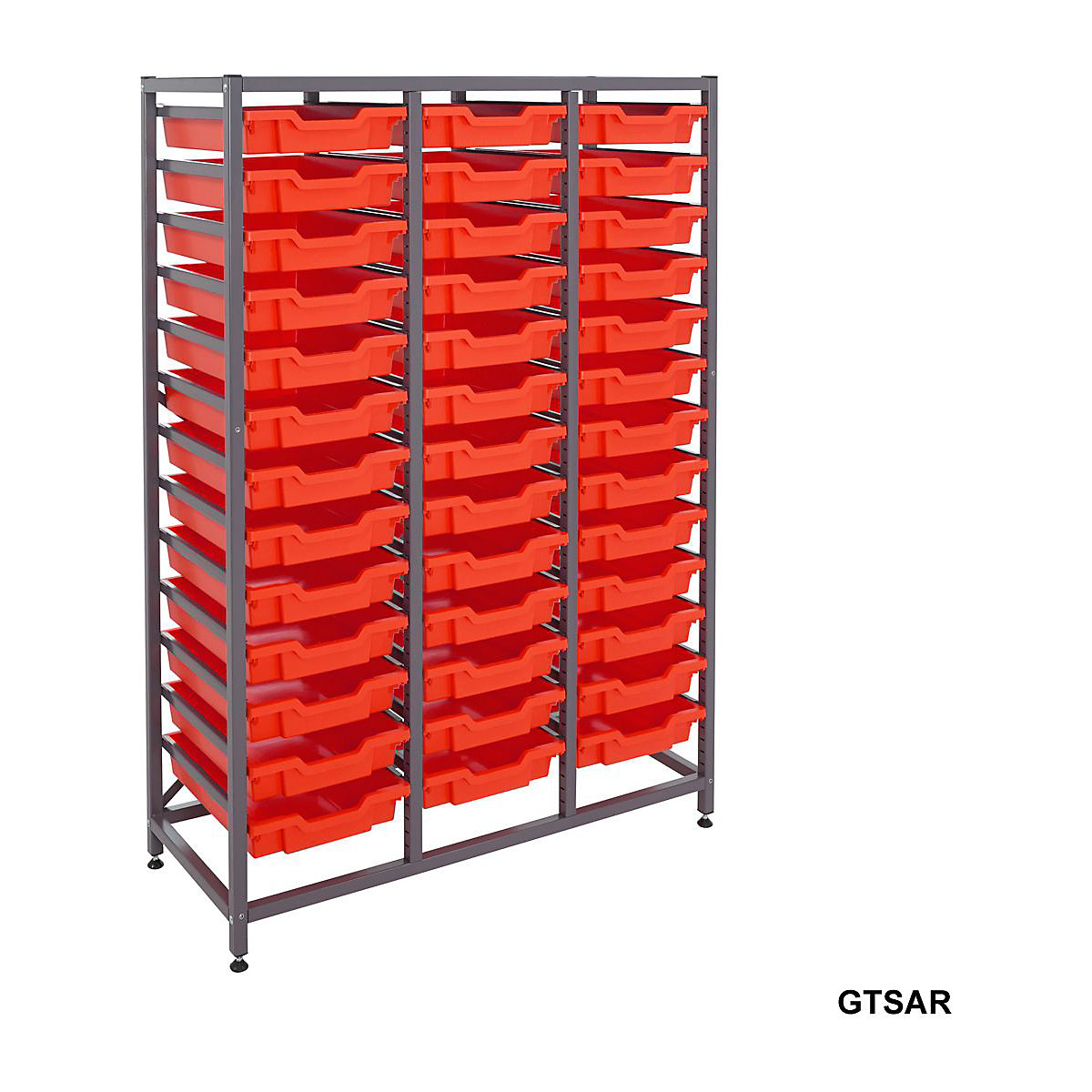 Gratnells Triple Column Storage Units with 39 Shallow Trays, Gratnells Triple Column Storage Units with 39 Shallow Trays, Gratnells Triple Column Storage Unit With 39 Red Shallow Trays 1500h X 1055w X 420d Mm-3