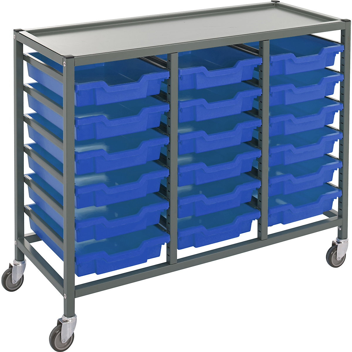 Gratnells Triple Column Trolleys With 18 Shallow Trays
