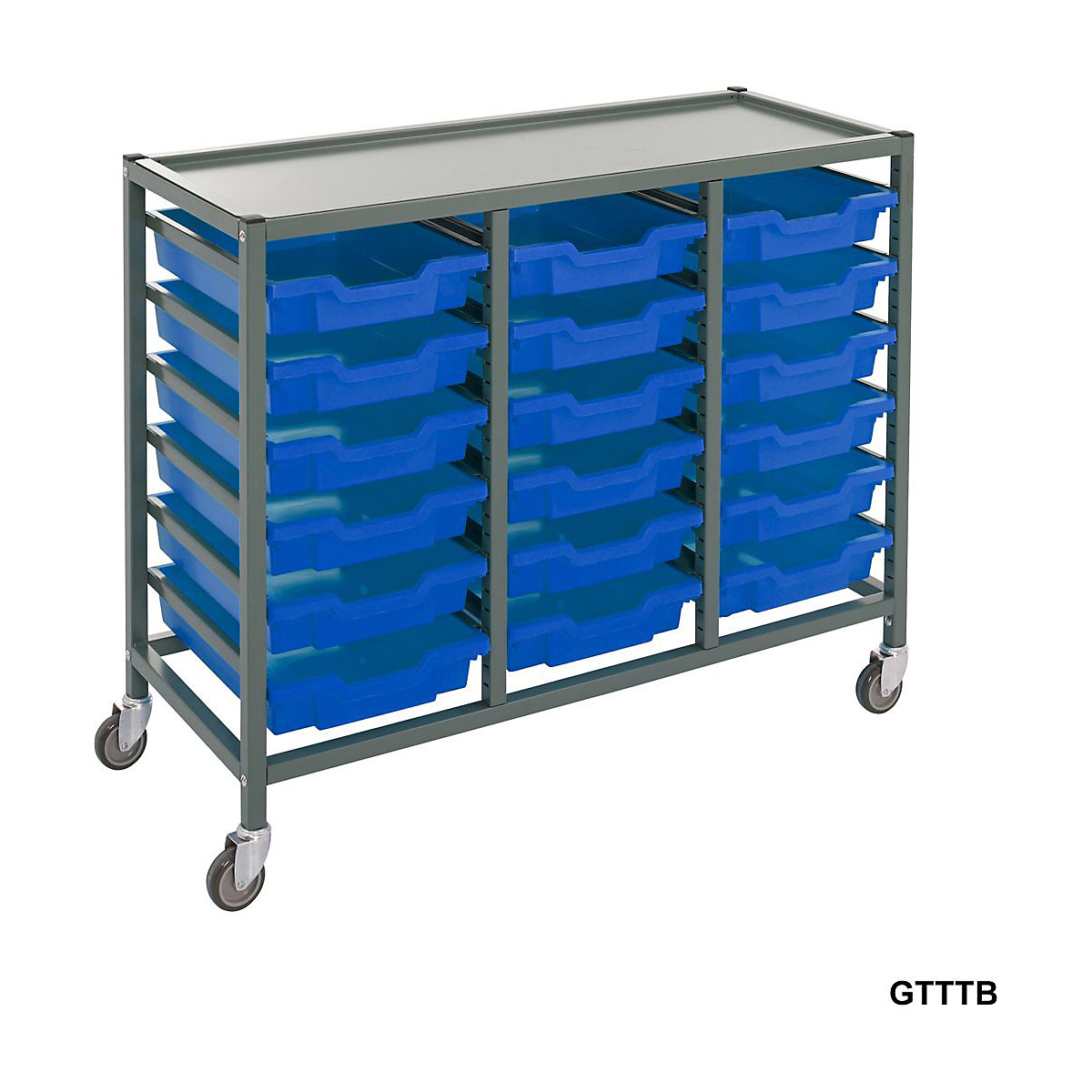 Gratnells Triple Column Trolleys With 18 Shallow Trays (Product illustration 3)-2