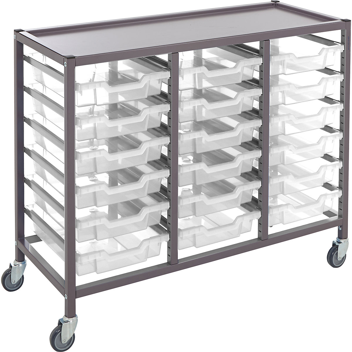 Gratnells Triple Column Trolleys With 18 Shallow Trays