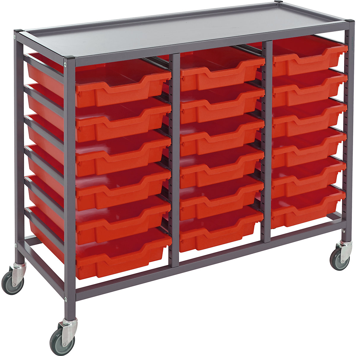 Gratnells Triple Column Trolleys With 18 Shallow Trays