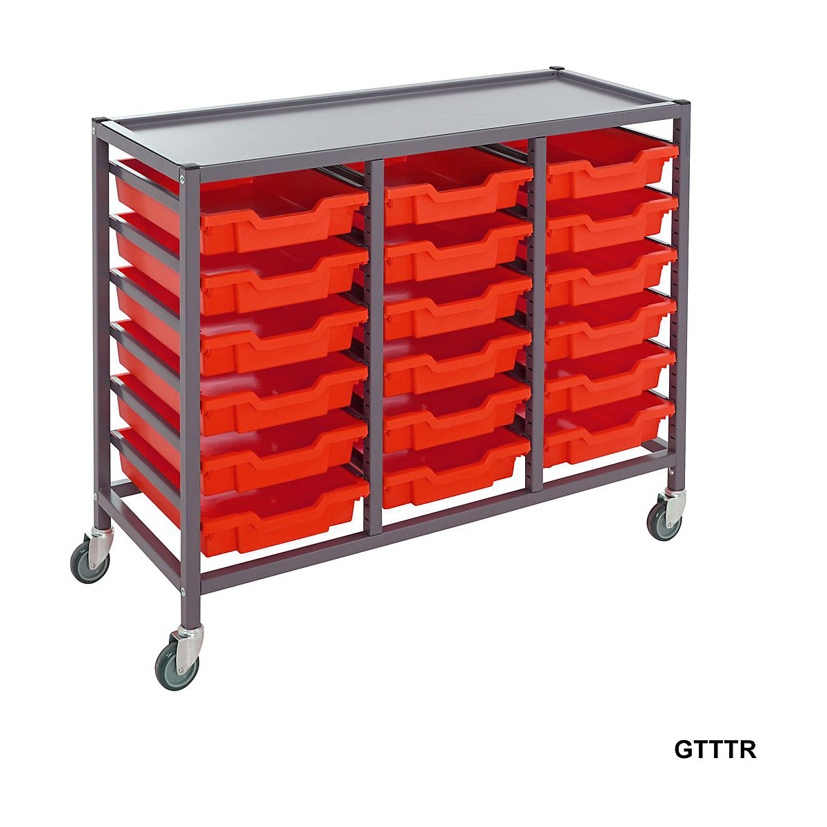 Gratnells Triple Column Trolleys With 18 Shallow Trays (Product illustration 4)-3