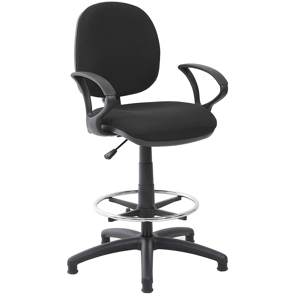 BiGDUG Essentials Comfort Draughtsman Fabric Office Chair, BiGDUG Essentials Comfort Draughtsman Fabric Office Chair, BiGDUG Essentials Comfort Draughtsman Fabric Office Chair |  Black  | Fixed Arms | Black Base-2