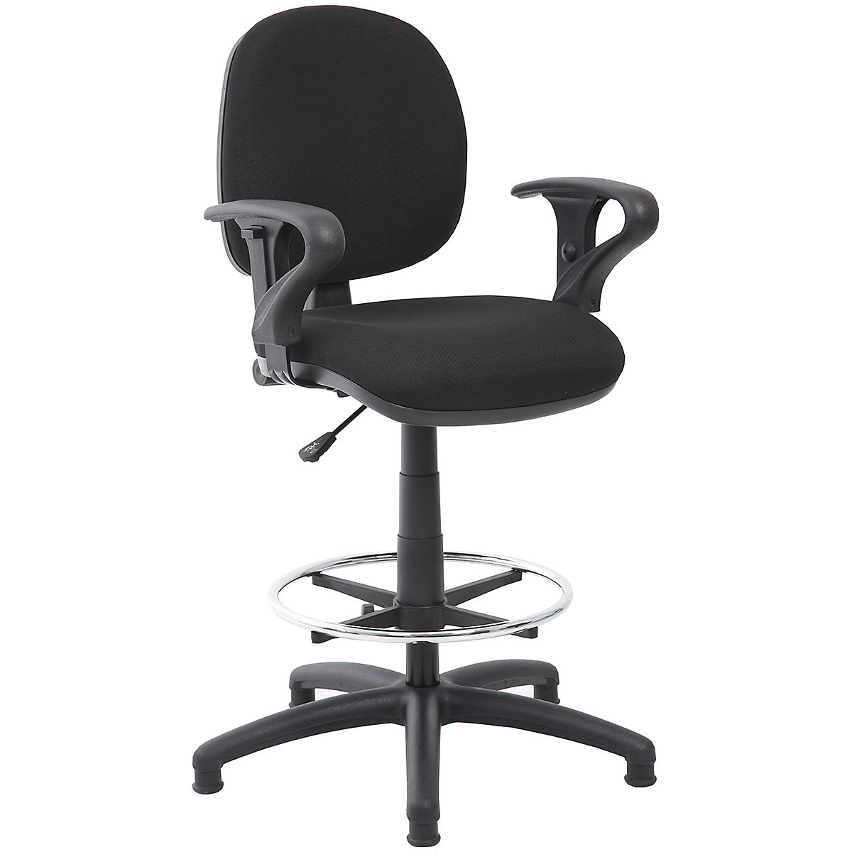 BiGDUG Essentials Comfort Draughtsman Fabric Office Chair, BiGDUG Essentials Comfort Draughtsman Fabric Office Chair, BiGDUG Essentials Comfort Draughtsman Fabric Office Chair |  Black  | Adjustable Arms | Black Base-3