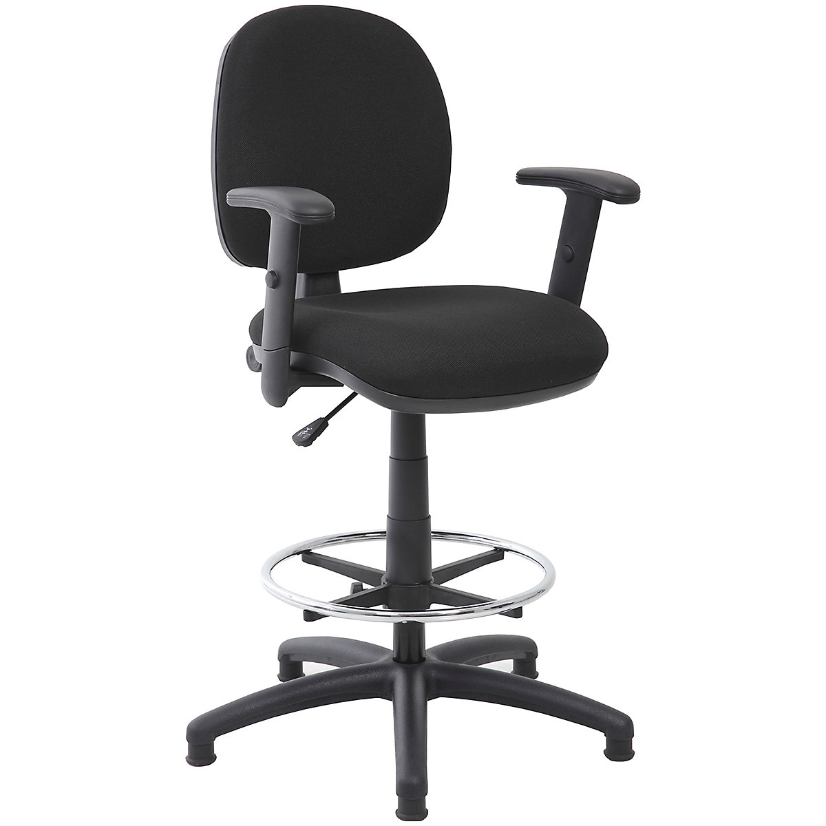 BiGDUG Essentials Comfort Draughtsman Fabric Office Chair, BiGDUG Essentials Comfort Draughtsman Fabric Office Chair, BiGDUG Essentials Comfort Draughtsman Fabric Office Chair |  Black  | T-Adjustable Arms | Black Base-4