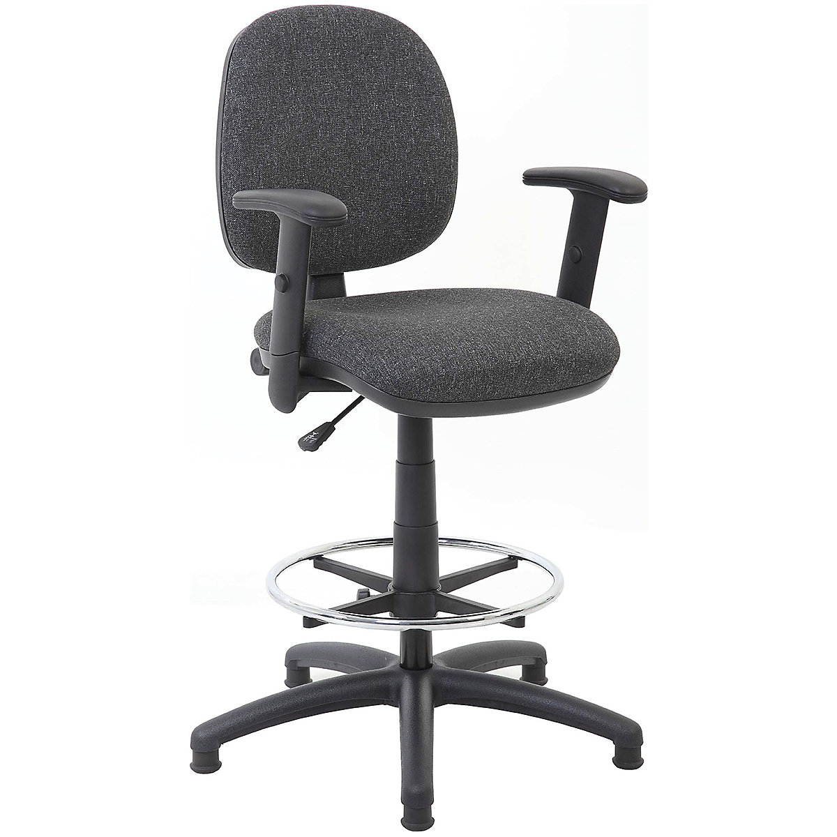 BiGDUG Essentials Comfort Draughtsman Fabric Office Chair, BiGDUG Essentials Comfort Draughtsman Fabric Office Chair, BiGDUG Essentials Comfort Draughtsman Fabric Office Chair |  Charcoal  | T-Adjustable Arms | Black Base-11