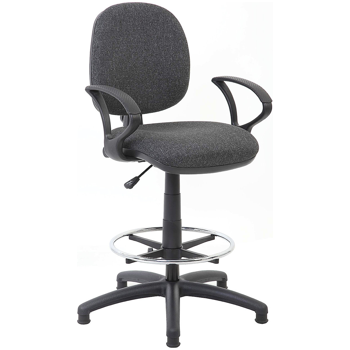 BiGDUG Essentials Comfort Draughtsman Fabric Office Chair, BiGDUG Essentials Comfort Draughtsman Fabric Office Chair, BiGDUG Essentials Comfort Draughtsman Fabric Office Chair |  Charcoal  | Fixed Arms | Black Base-9
