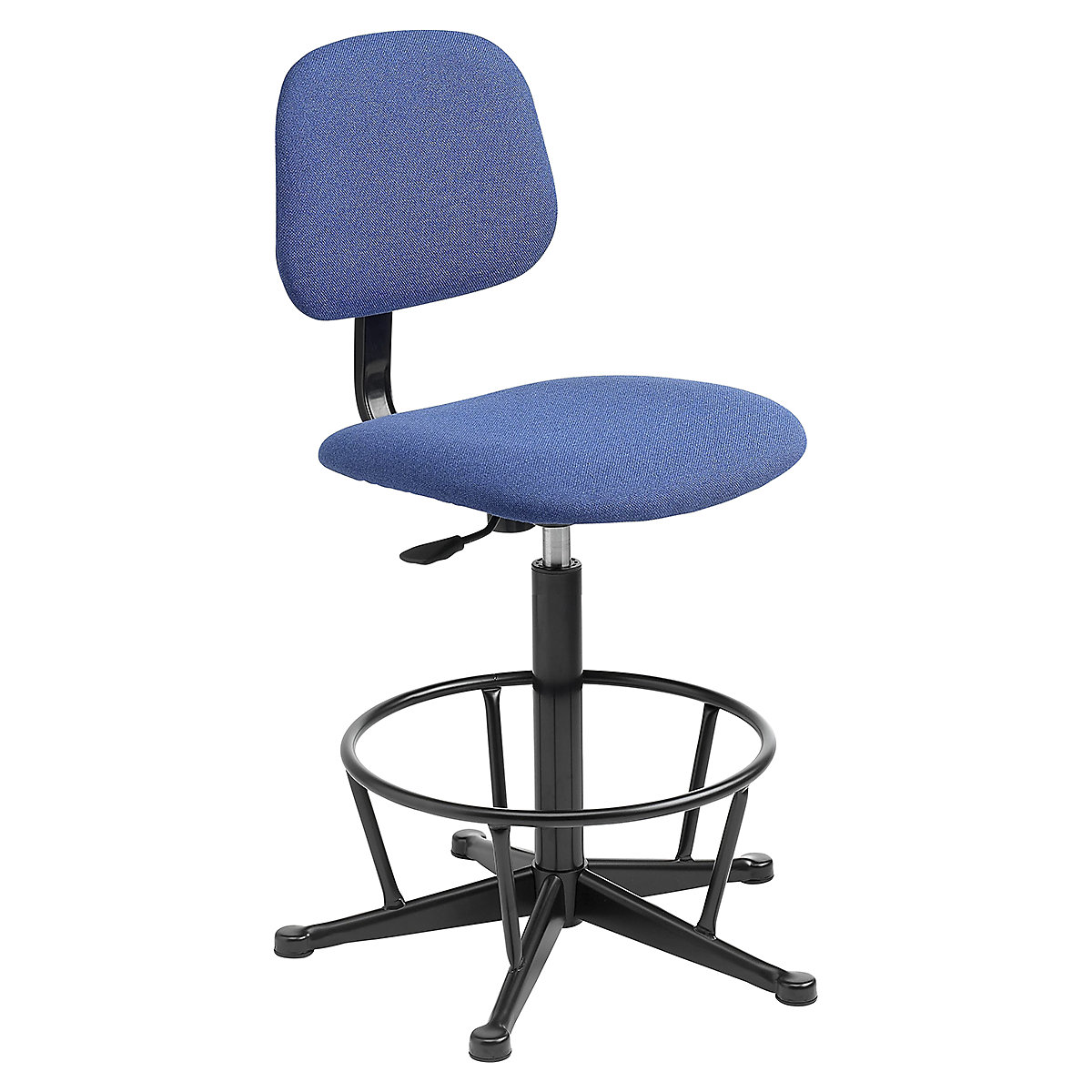 Upholstered Task Chairs, Upholstered Task Chairs, Blue Upholstered High Workshop Chair with Fixed Footring. Seat Height 550-800mm-11
