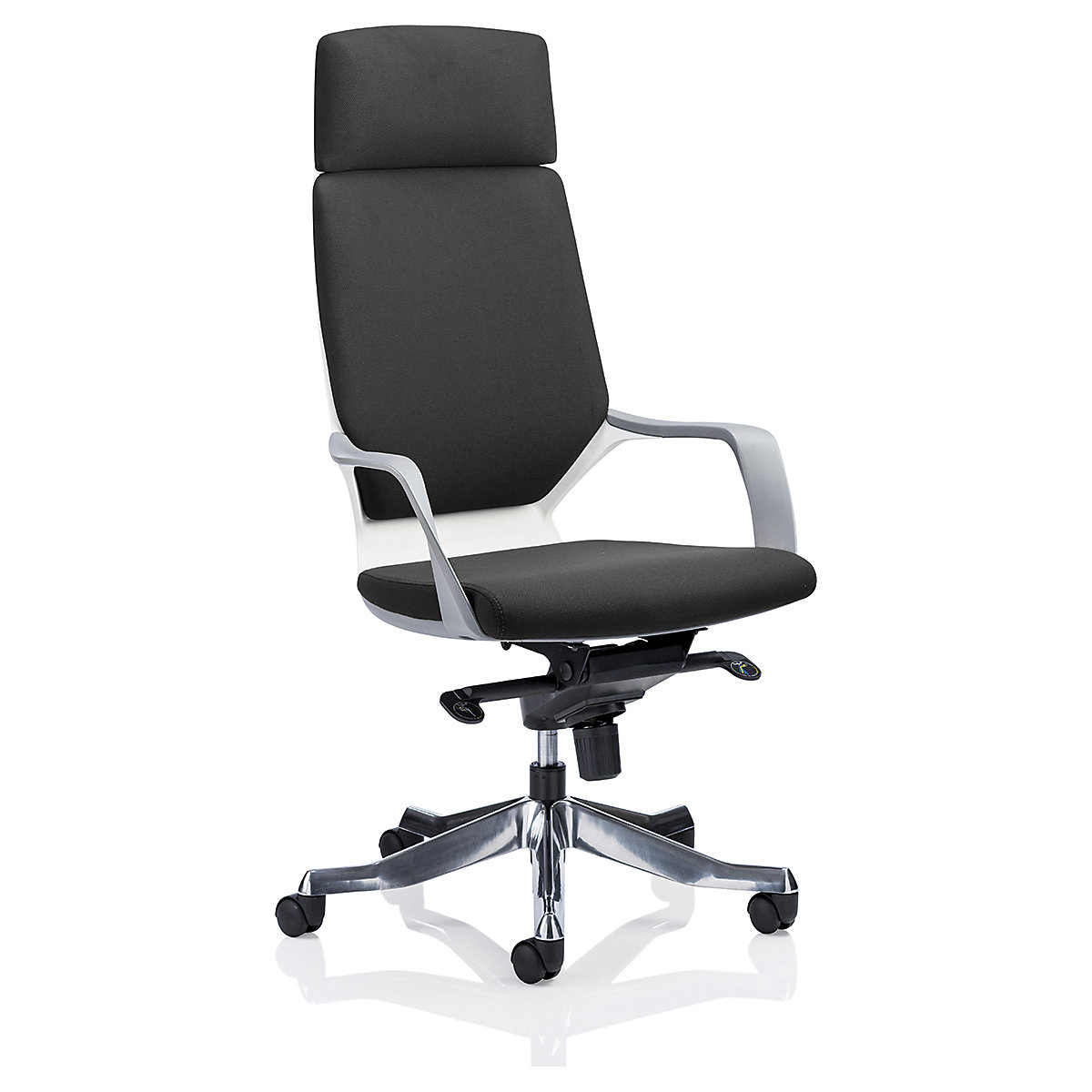 Xenon High Back Executive Office Chair, Xenon High Back Executive Office Chair, Xenon Executive White Shell High Back Black Fabric with Headrest 1245h x 640w x 650d mm | Black | 125 KG Weight Capacity | 8 Hours Usage-1