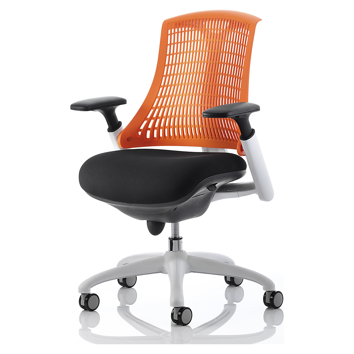 Flex Task Operator Chairs, Flex Task Operator Chairs, Flex | Task Operator Chair White Frame Orange Back | 945 x 690 x 680 mm | White & Orange | 110KG Weight Capacity | 8 Hours Usage-1