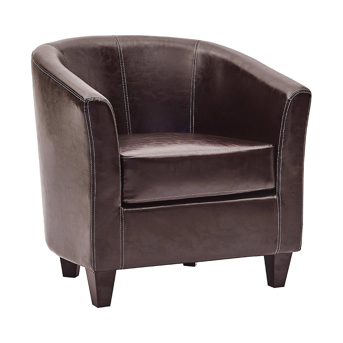 Paisley Bonded Brown Leather Tub Chair