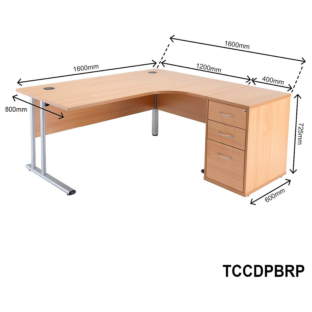 Classic Crescent Office Desk with Pedestal Bundles (Product illustration 10)-9