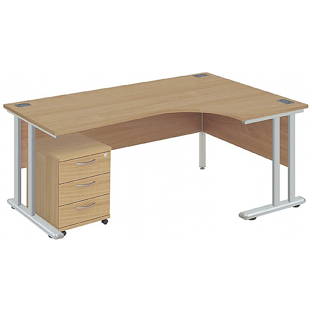 Commerce II Deluxe Ergonomic Office Desks With Mobile Pedestal