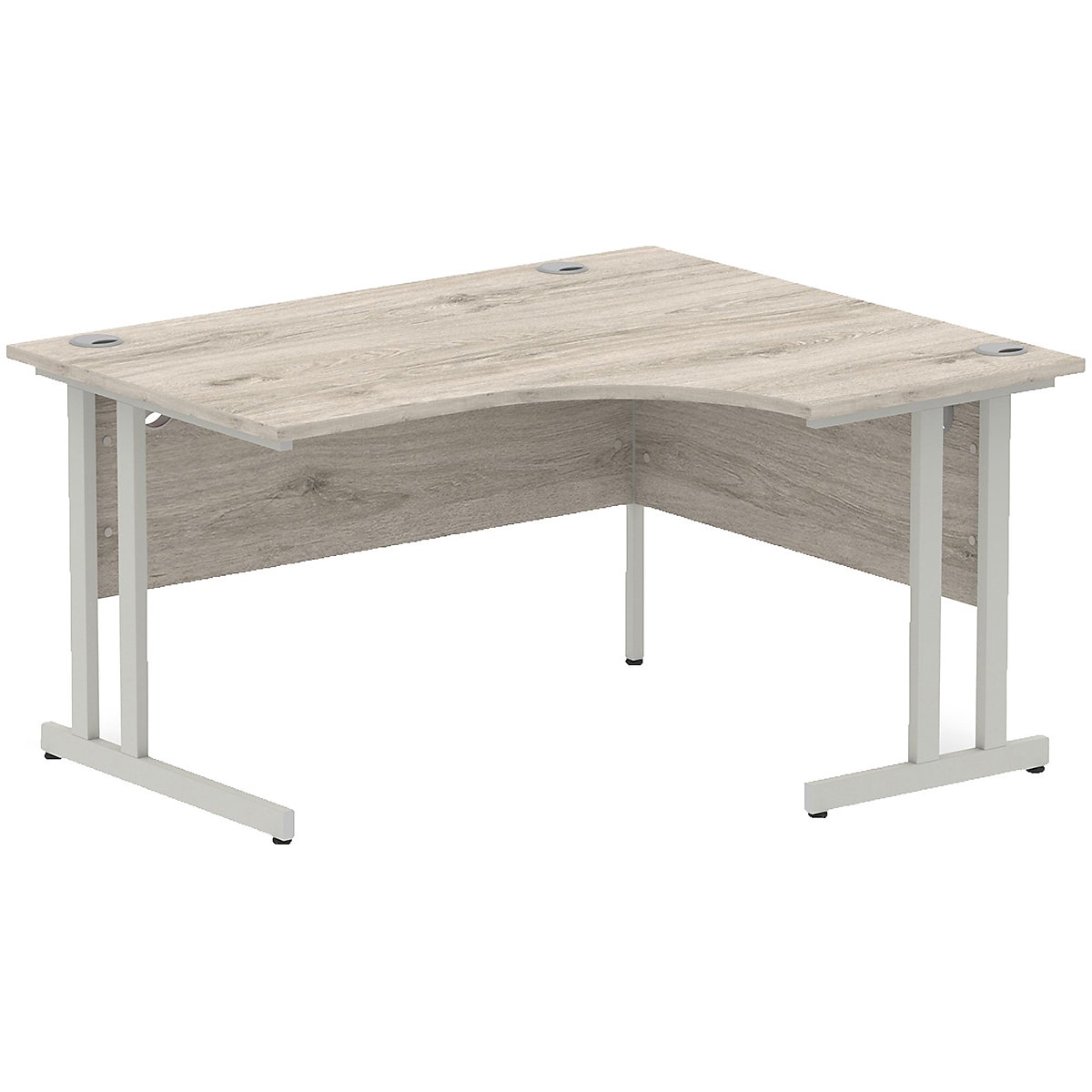 InterAct Ergonomic Cantilever Desks, InterAct Ergonomic Cantilever Desks, InterAct Ergonomic Cantilever Desks 730h x 1400w x 1200/800d mm | Grey Oak | Silver Legs | Right Hand-1