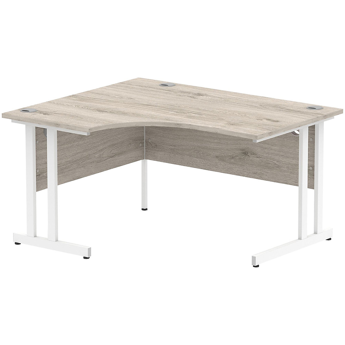 InterAct Ergonomic Cantilever Desks, InterAct Ergonomic Cantilever Desks, InterAct Ergonomic Cantilever Desks 730h x 1400w x 1200/800d mm | Grey Oak | White Legs | Left Hand-2