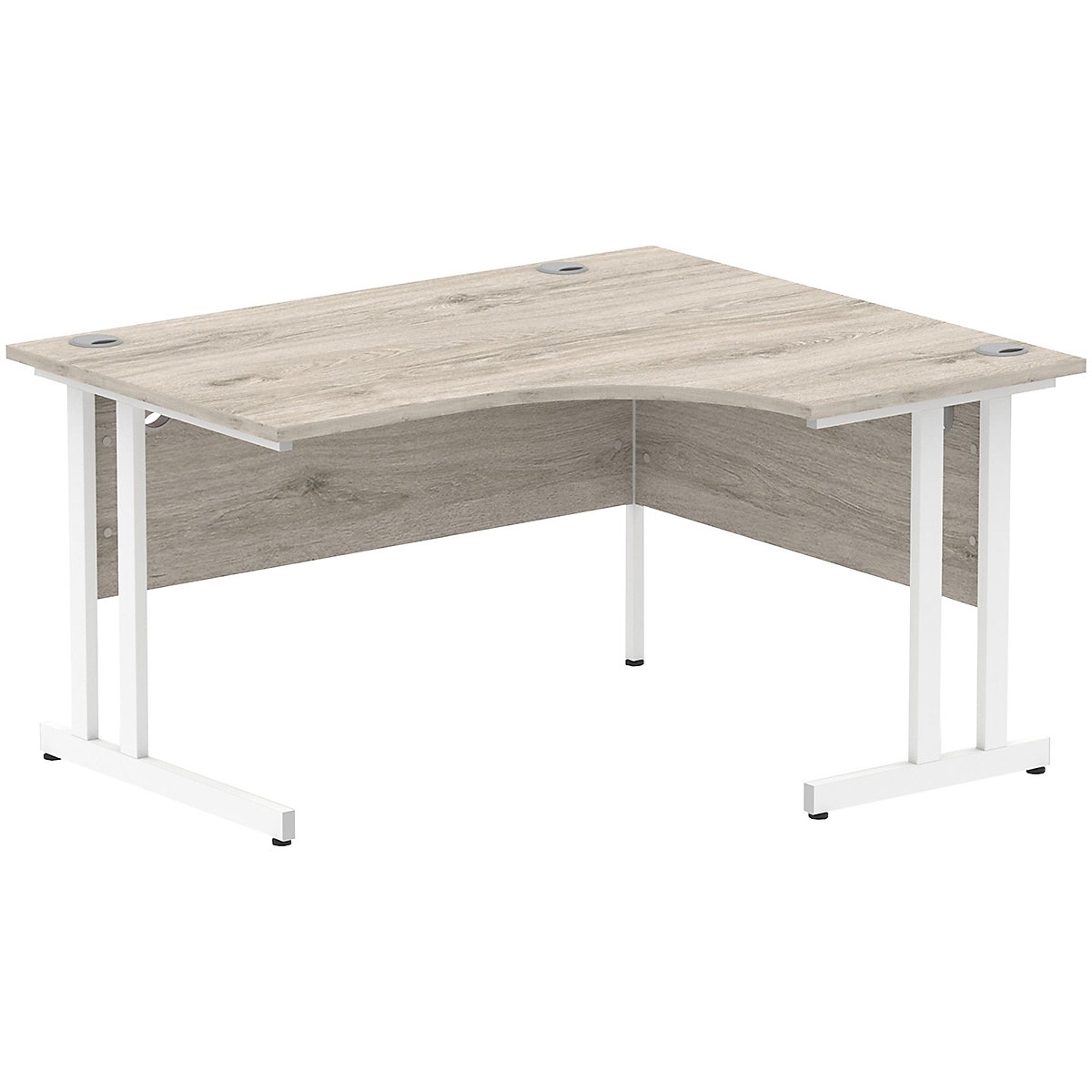 InterAct Ergonomic Cantilever Desks, InterAct Ergonomic Cantilever Desks, InterAct Ergonomic Cantilever Desks 730h x 1400w x 1200/800d mm | Grey Oak | White Legs | Right Hand-3