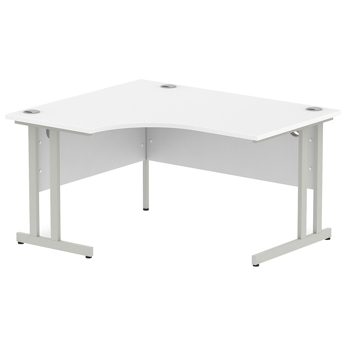 InterAct Ergonomic Cantilever Desks, InterAct Ergonomic Cantilever Desks, InterAct Ergonomic Cantilever Desks 730h x 1400w x 1200/800d mm | White | Silver Legs | Left Hand-4