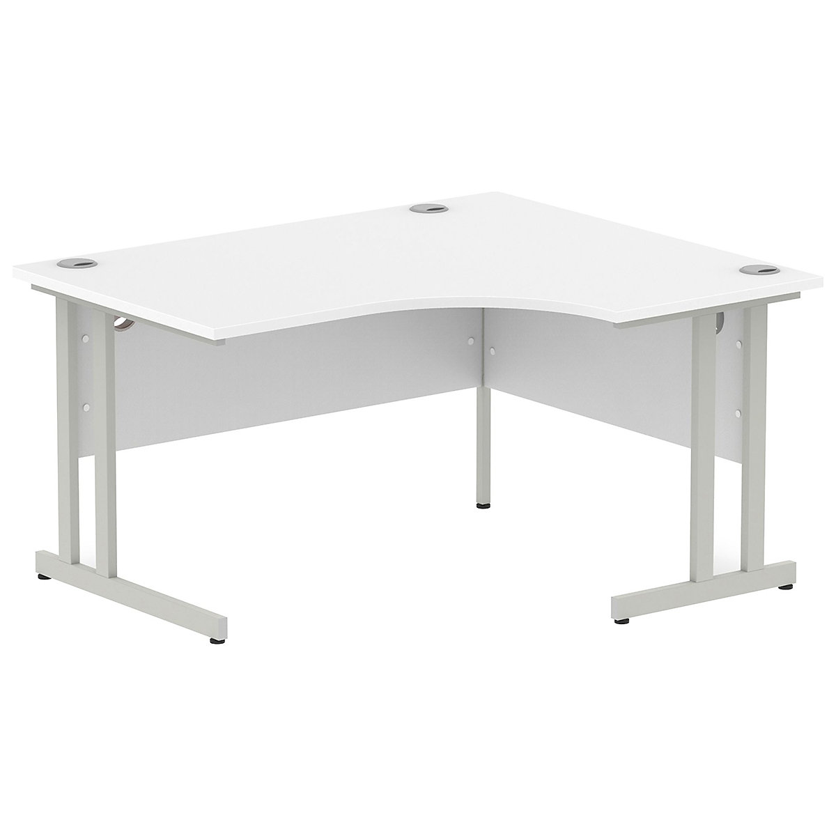 InterAct Ergonomic Cantilever Desks, InterAct Ergonomic Cantilever Desks, InterAct Ergonomic Cantilever Desks 730h x 1400w x 1200/800d mm | White | Silver Legs | Right Hand-5