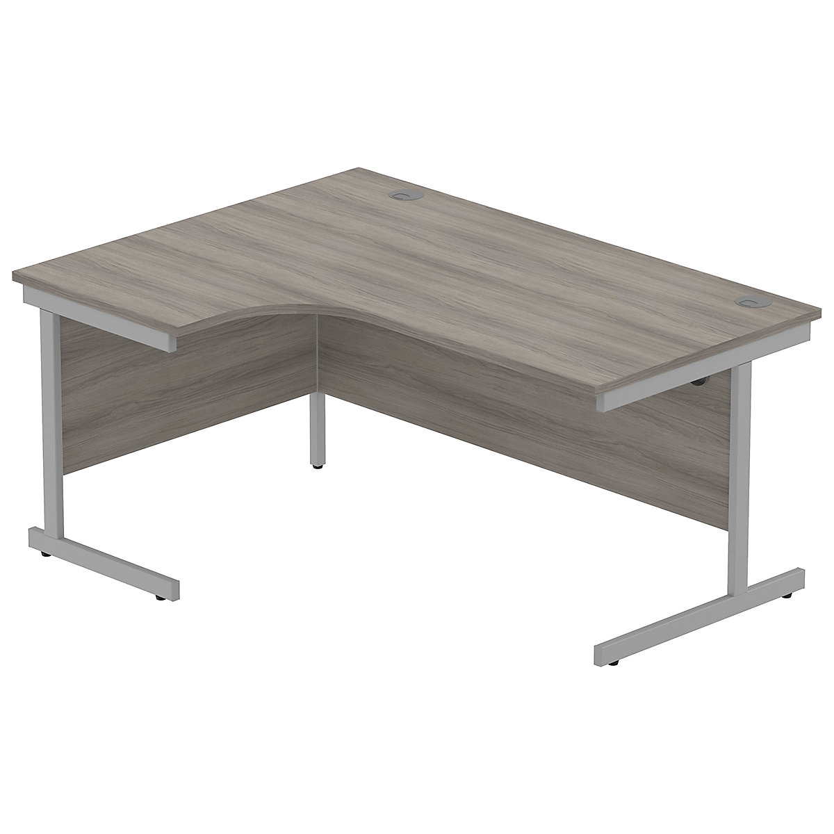 Konnexion K1 Ergonomic Cantilever Corner Office Desks, Konnexion K1 Ergonomic Cantilever Corner Office Desks, Konnexion K1 Ergonomic Cantilever Corner Office Desks Left Hand | 1600W x 800/1200D x 730H | Silver | Alaskan Grey Oak-4