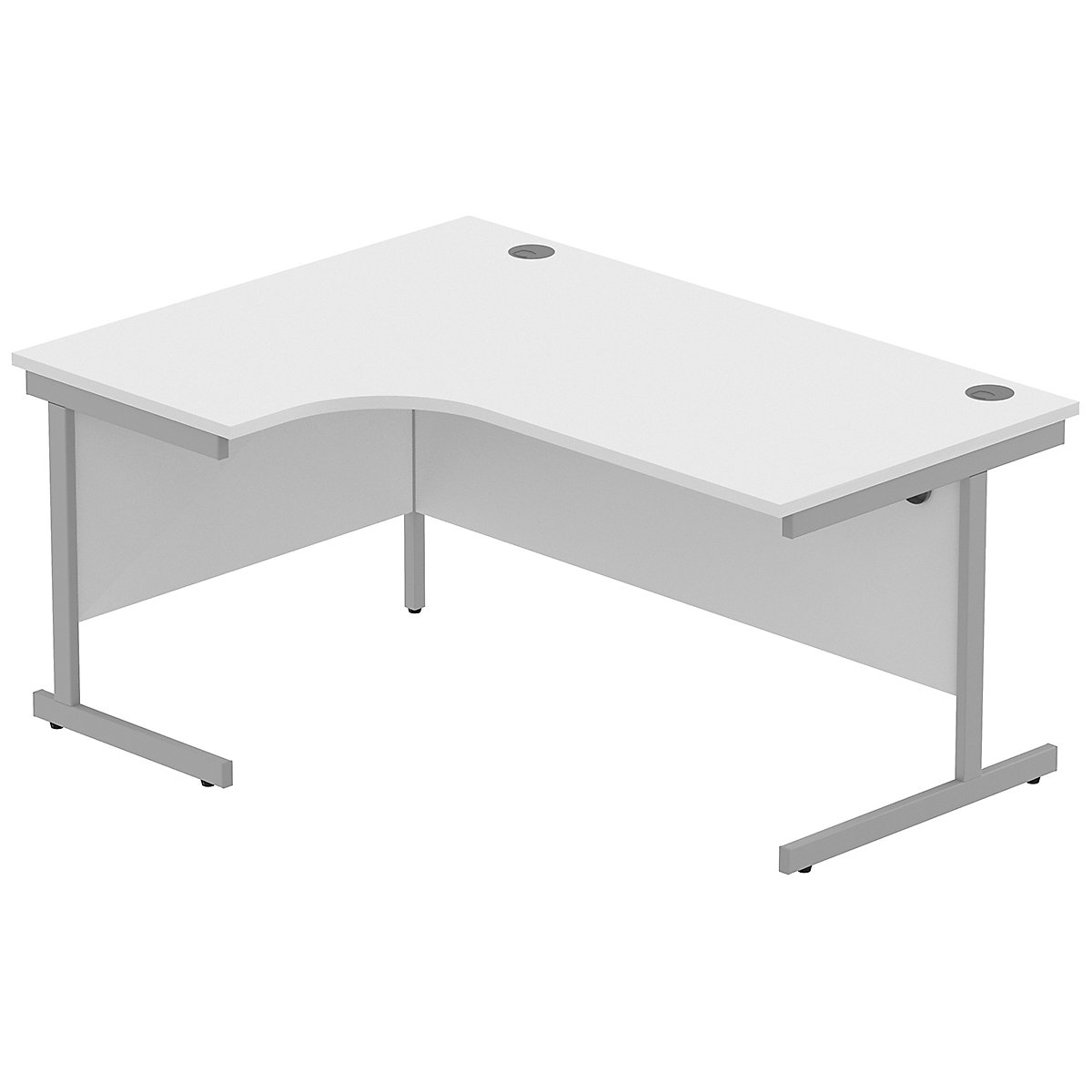 Konnexion K1 Ergonomic Cantilever Corner Office Desks, Konnexion K1 Ergonomic Cantilever Corner Office Desks, Konnexion K1 Ergonomic Cantilever Corner Office Desks Left Hand | 1600W x 800/1200D x 730H | Silver | Arctic White-5