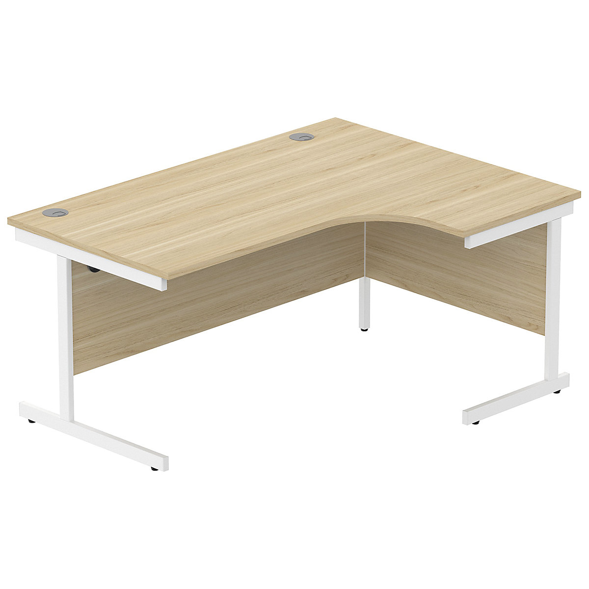 Konnexion K1 Ergonomic Cantilever Corner Office Desks, Konnexion K1 Ergonomic Cantilever Corner Office Desks, Konnexion K1 Ergonomic Cantilever Corner Office Desks Right Hand | 1600W x 800/1200D x 730H | White | Canadian Oak-2