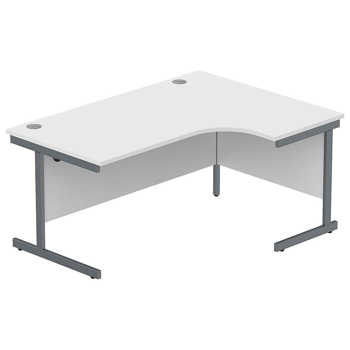 Konnexion K1 Ergonomic Cantilever Corner Office Desks, Konnexion K1 Ergonomic Cantilever Corner Office Desks, Konnexion K1 Ergonomic Cantilever Corner Office Desks Right Hand | 1600W x 800/1200D x 730H | Graphite | Arctic White-3