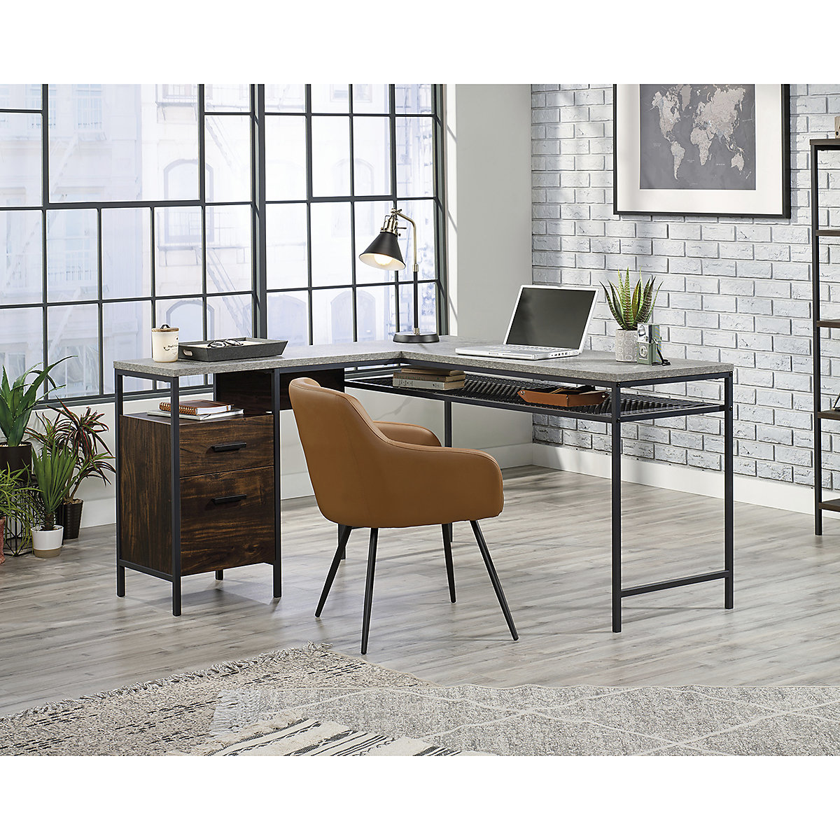 Market Home Office L Shaped Desk (Product illustration 2)-1