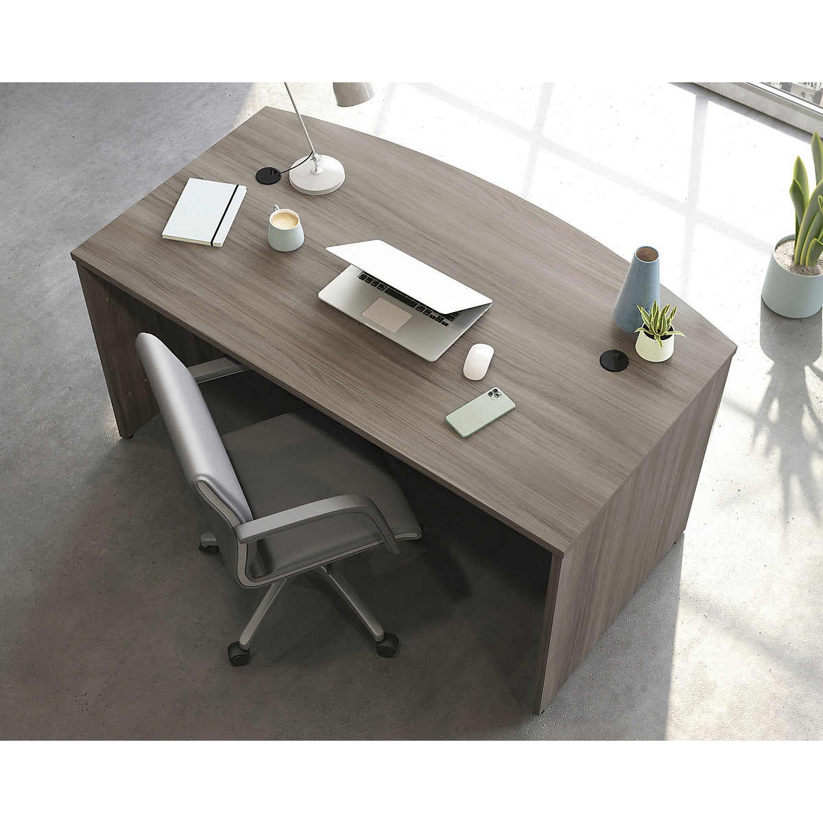 Associate Bow Fronted Desk (Product illustration 3)-2