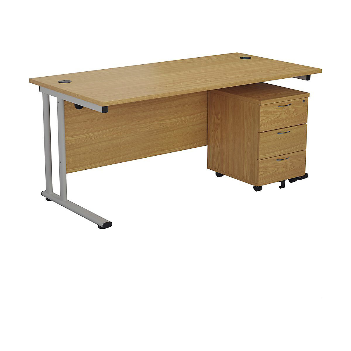 Classic Rectangular Large Work Desk With Pedestal Bundles