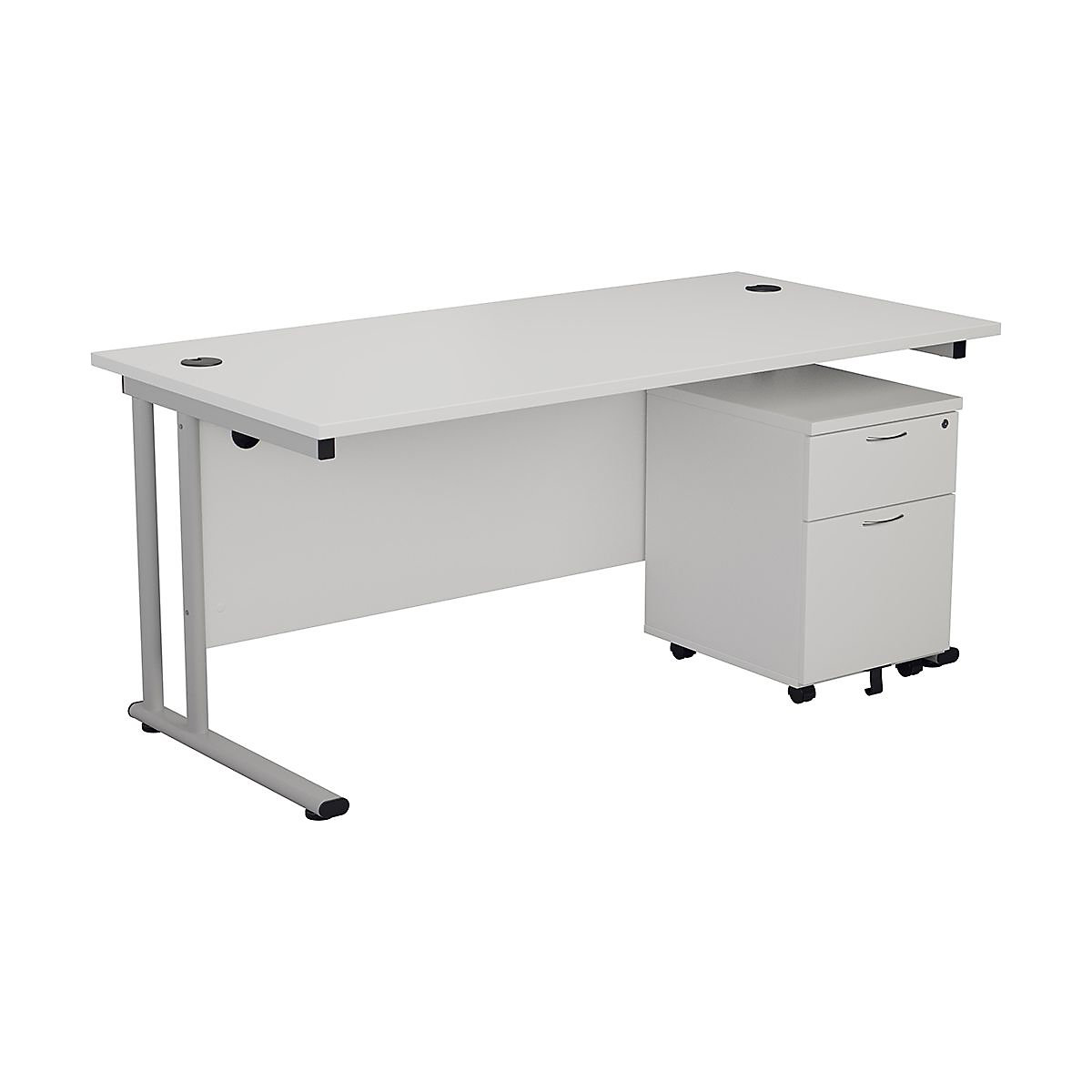 Classic Rectangular Small Work Desk With Pedestal Bundles