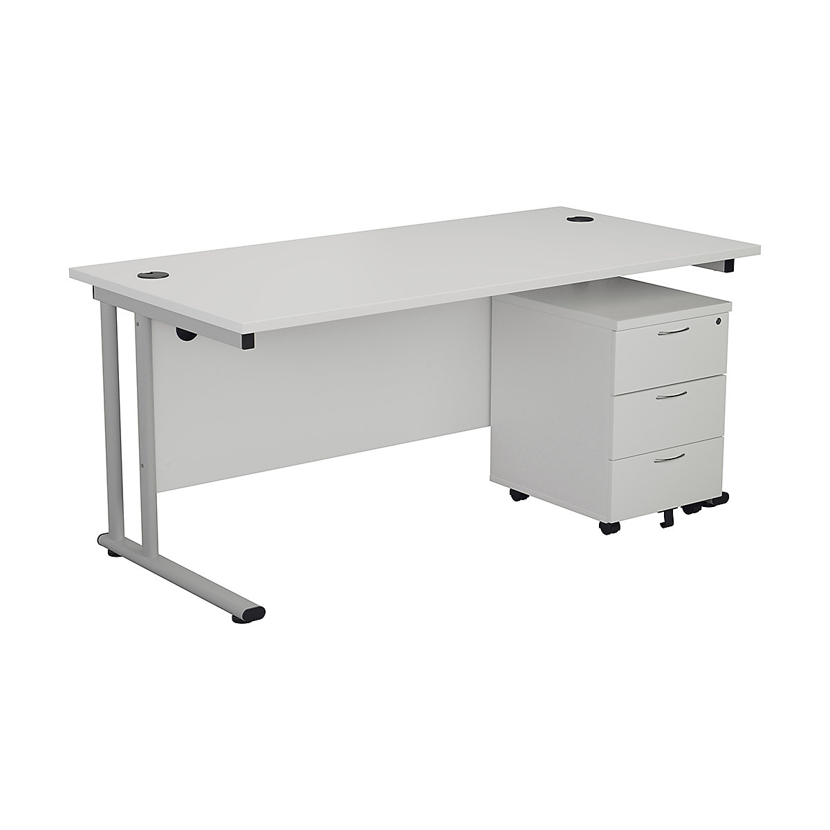 Classic Rectangular Small Work Desk With Pedestal Bundles