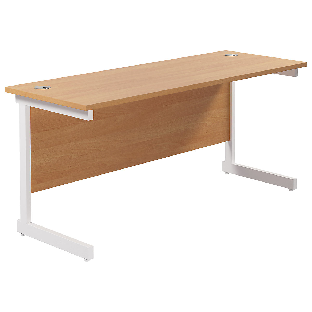 Commerce II Compact Rectangular Office Desks, Commerce II Compact Rectangular Office Desks, Commerce II Compact Rectangular Office Desks 730h x 1200w x 600d mm | Beech | Next Day Delivery | White Legs-3