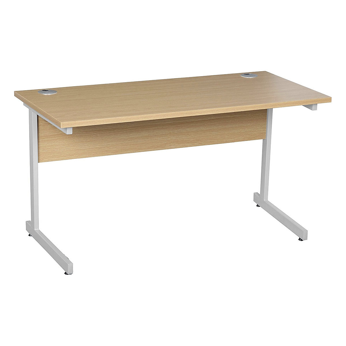 Karbon K1 Rectangular Cantilever Office Compact Desk, Karbon K1 Rectangular Cantilever Office Compact Desk, Karbon K1 Rectangular Cantilever Office Compact Desk 730h x 1400w x 600d mm | Oak  | White Legs-1