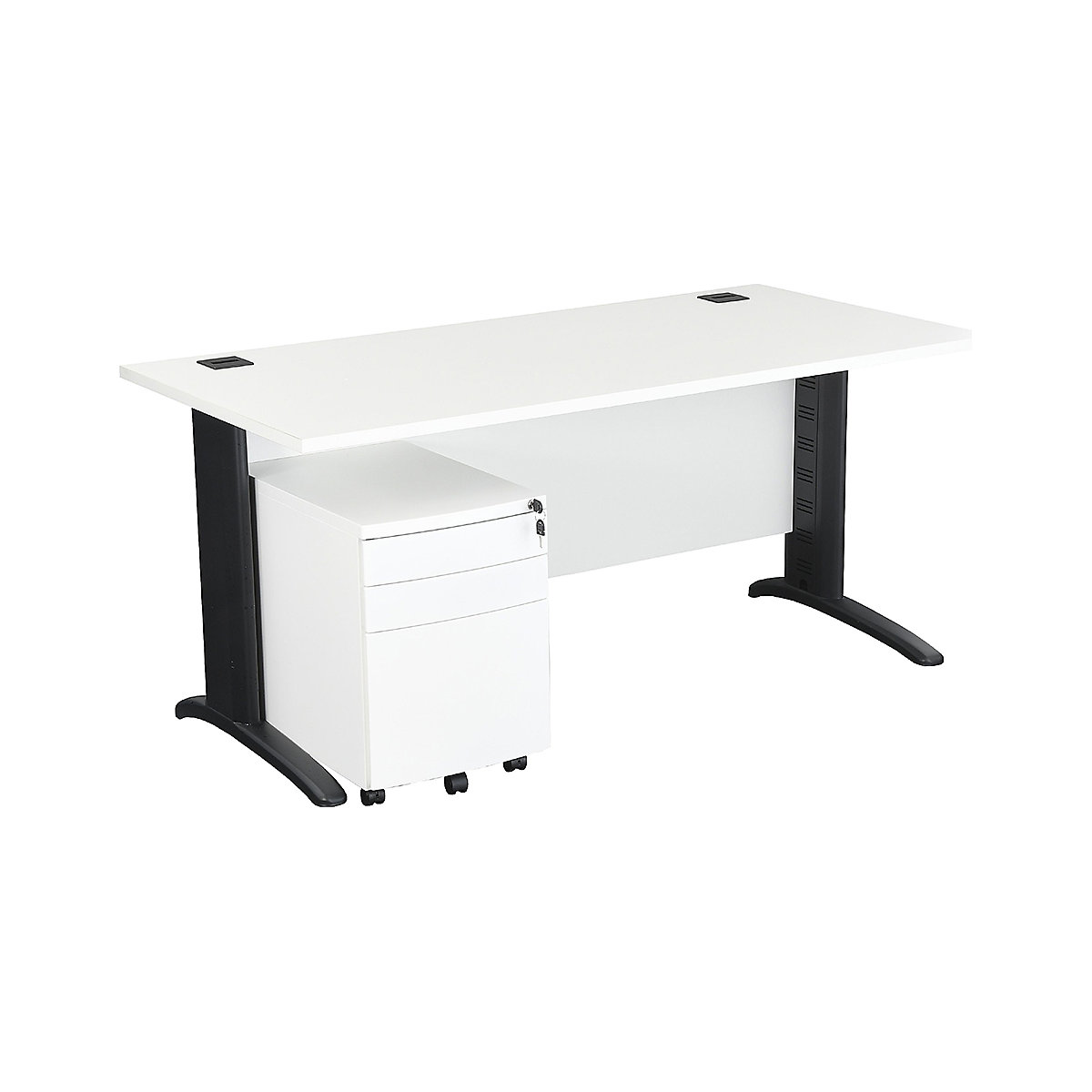 Karbon K5 Computer Desk With Drawers - Mobile Metal Pedestal