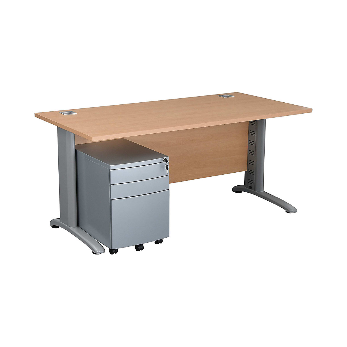 Karbon K5 Computer Desk With Drawers - Mobile Metal Pedestal