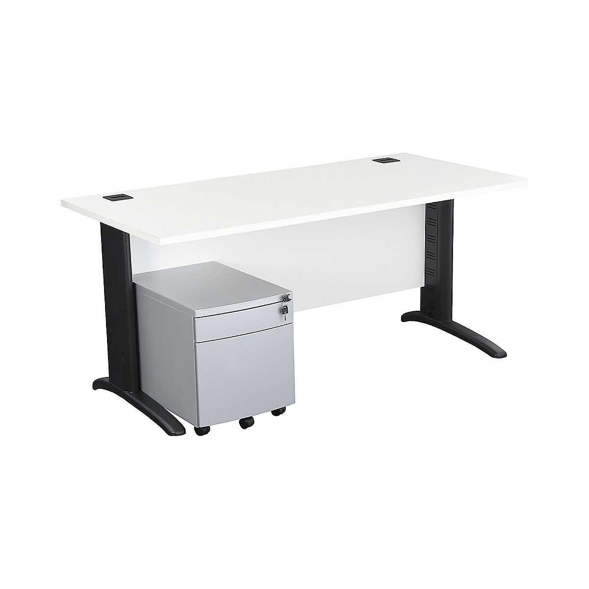 Karbon K5 IT Stylish Desk With Metal Low Mobile Pedestal