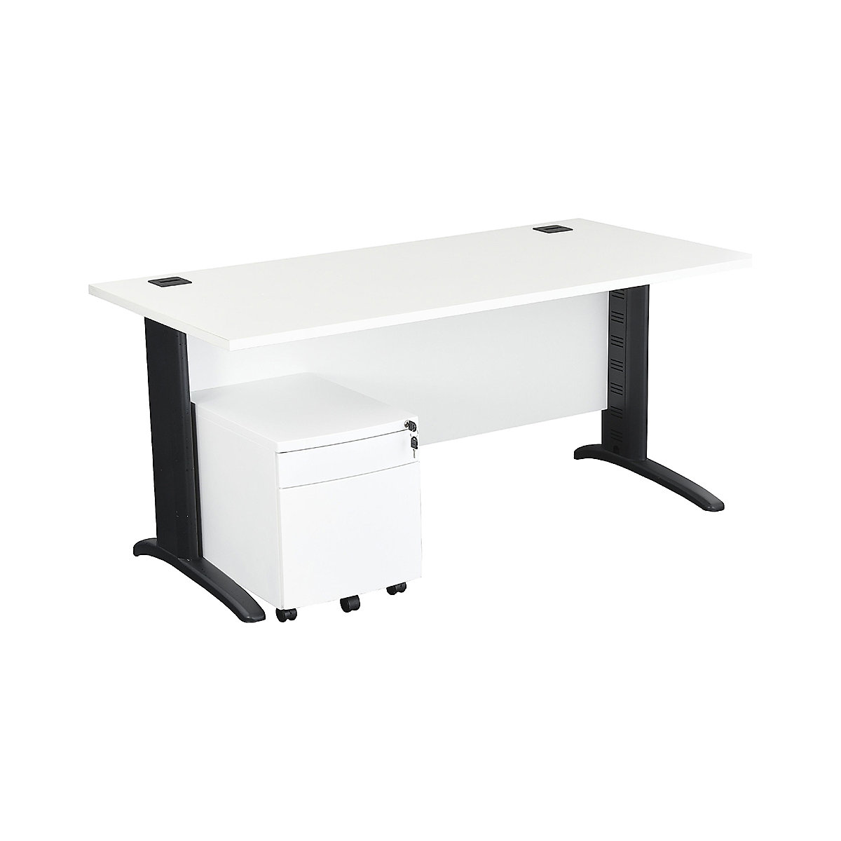 Karbon K5 IT Stylish Desk With Metal Low Mobile Pedestal