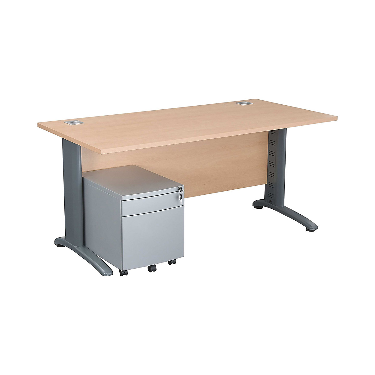 Karbon K5 IT Stylish Desk With Metal Low Mobile Pedestal