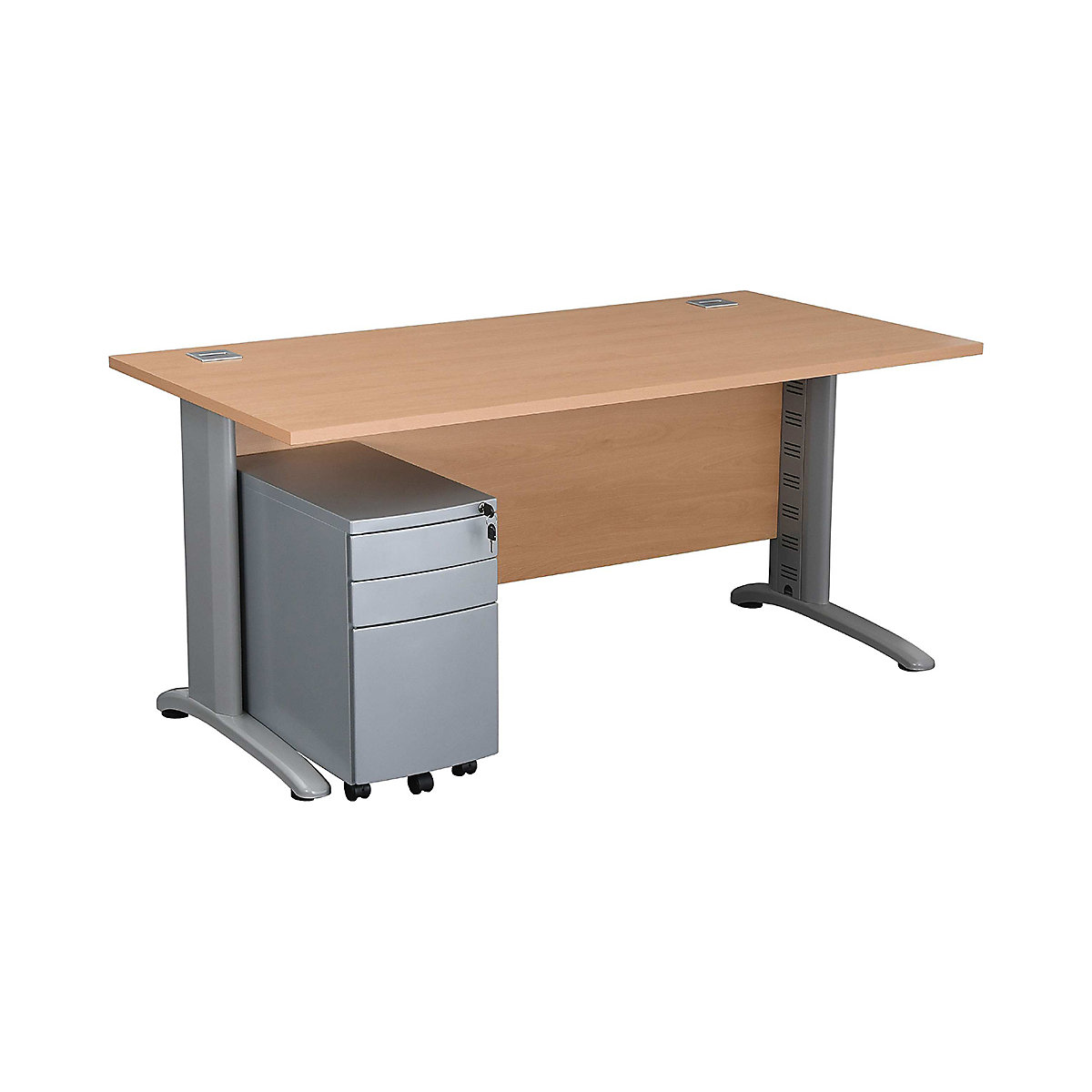 Karbon K5 Modern Computer Desk With 3 Drawer Slimline Mobile Metal Pedestal