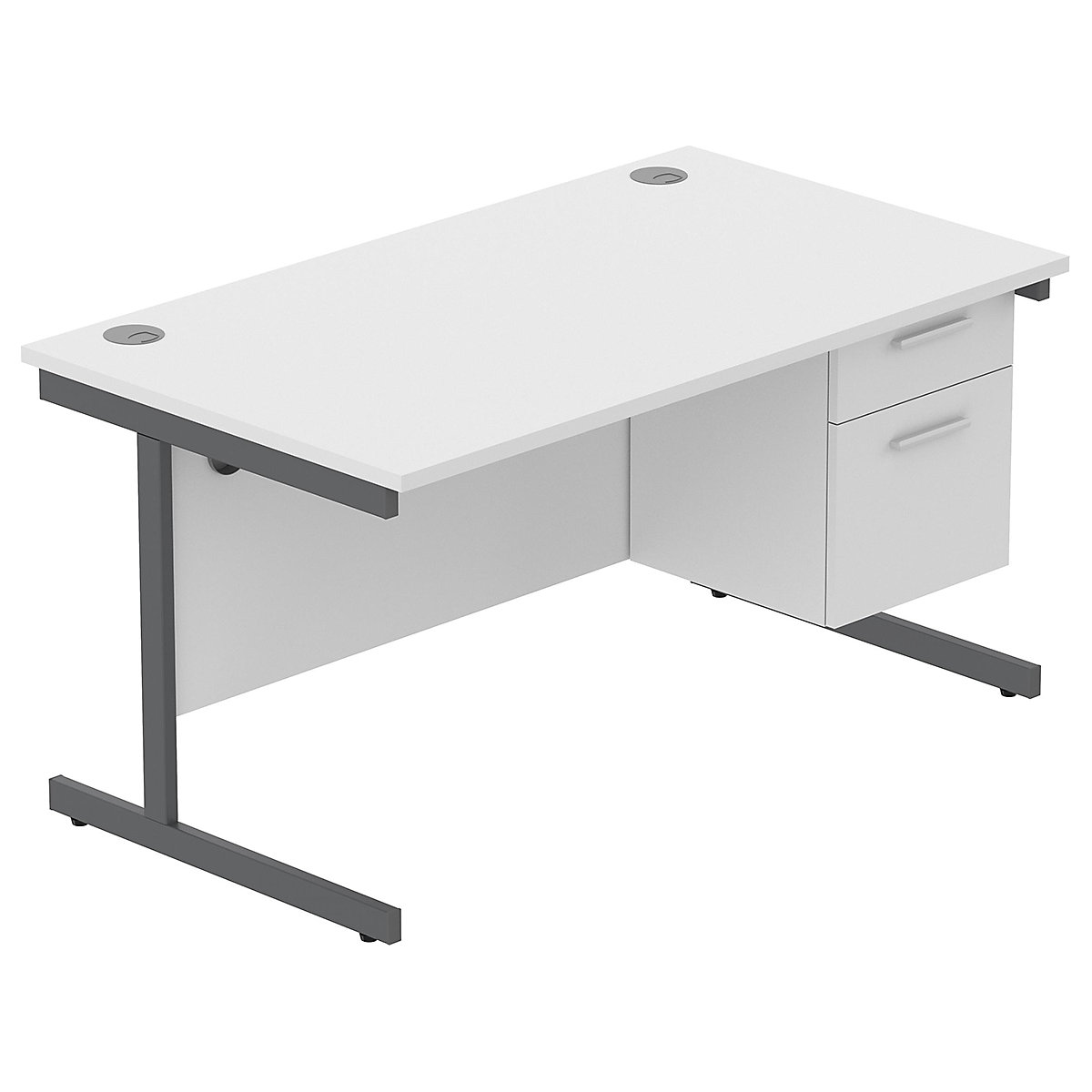 Konnexion K1 Rectangular Cantilever Office Desks with Single Fixed Pedestal